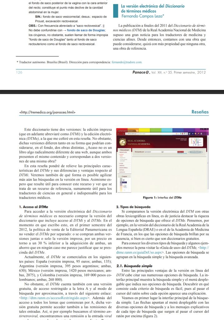 La versión electrónica del Diccionario de términos médicos
